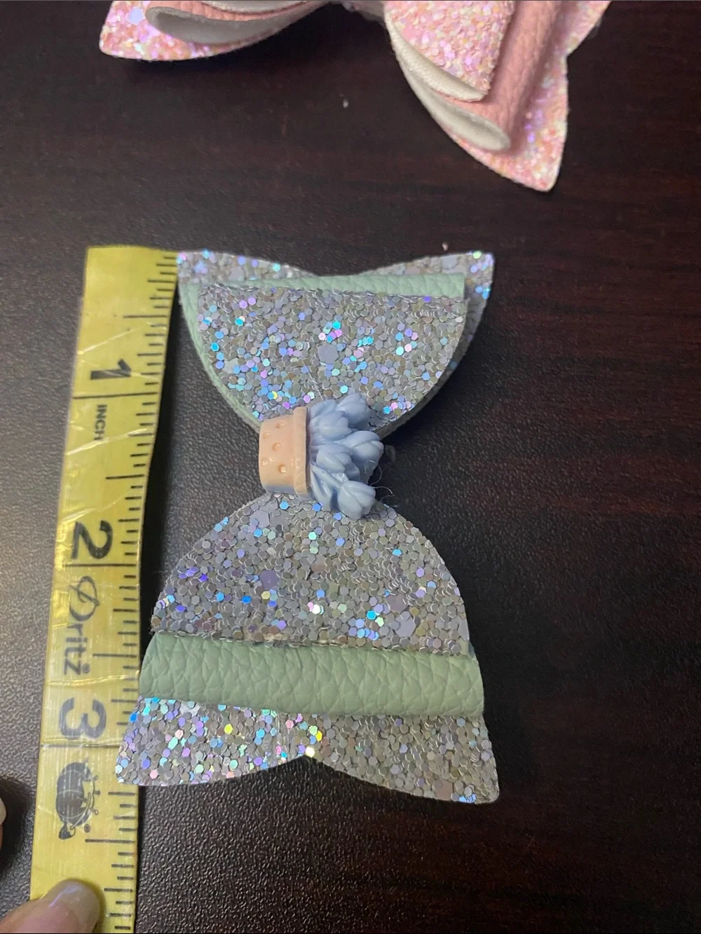 Glitter Bow Hair Clips for Kids - Pink & Mint